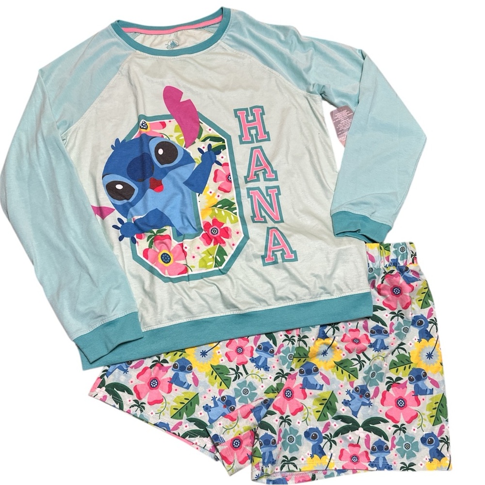Disney Lilo & Stitch Ohana Two-Piece Short Pajama Set Womens Size Medium NEW
